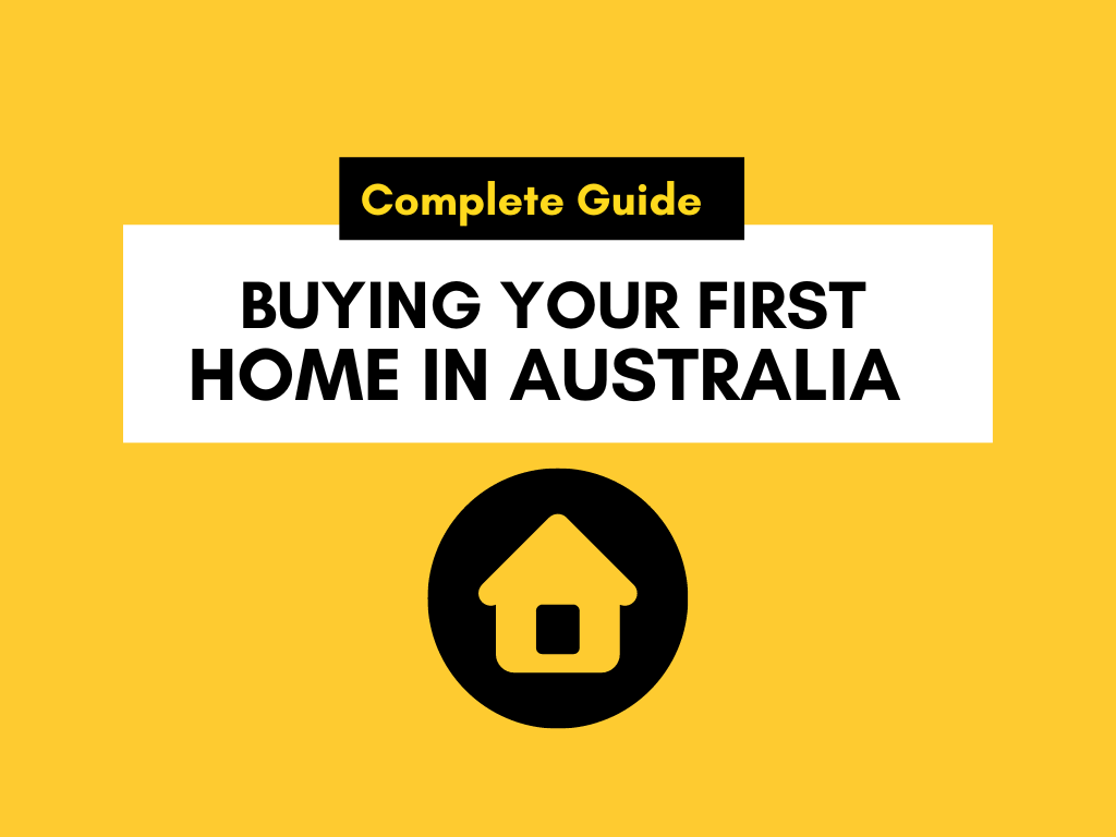 A house icon with title Buying your first home in Australia
